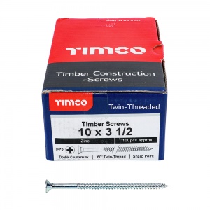 10 x 3 1/2 Twin Woodscrew PZ2 CSK Zinc 100 PCS