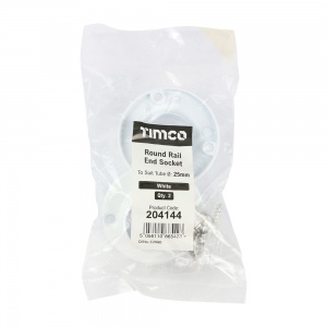 25mm End Socket - For Round Tube - White Qty Bag 2