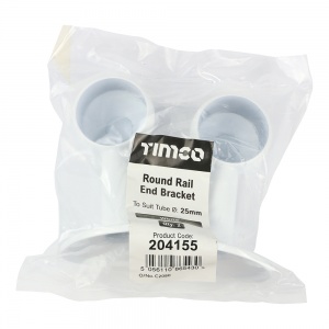 25mm End Bracket - For Round Tube - White Qty Bag 2