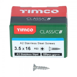 3.5 x 16 Classic Screw PZ2 CSK A2 SS 200 PCS