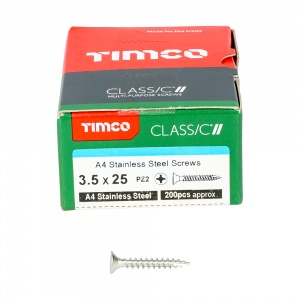 3.5 x 25 Classic Multi-Purpose Screws - PZ - Double Countersunk - A4 Stainless Steel Qty Box 200