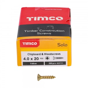 4.0 x 20 Solo Woodscrew PZ2 CSK ZYP 200 PCS