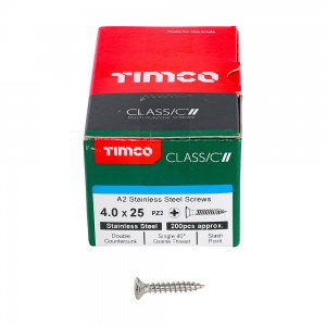 4.0 x 25 Classic Screw PZ2 CSK A2 SS 200 PCS