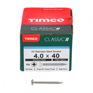 4.0 x 40 Classic Screw PZ2 PAN A2 SS 200 PCS