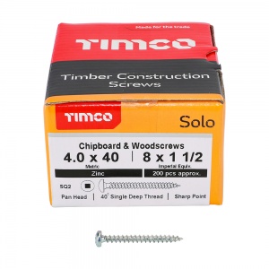 4.0 x 40 Solo Woodscrew SQ2 PAN Zinc 200 PCS