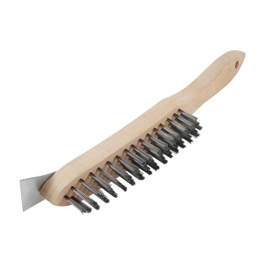 4 Rows Scratch Brush with Scraper - Stainless Steel Qty Unit 1