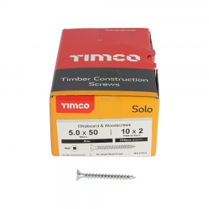 5.0 x 50 Solo Woodscrew SQ2 CSK Zinc 200 PCS