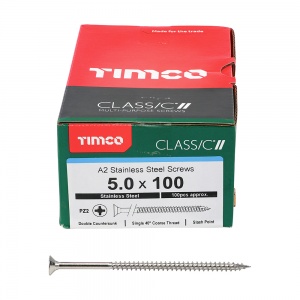 5.0 x 100 Classic Screw PZ2 CSK A2 SS 100 PCS