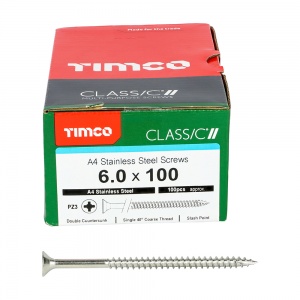 6.0 x 100 Classic Multi-Purpose Screws - PZ - Double Countersunk - A4 Stainless Steel Qty Box 100