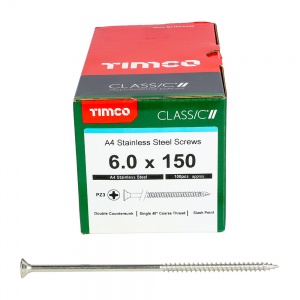 6.0 x 150 Classic Multi-Purpose Screws - PZ - Double Countersunk - A4 Stainless Steel Qty Box 100