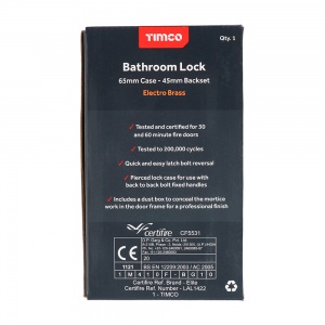 65mm Bathroom Lock - Electro Brass Qty Box 1