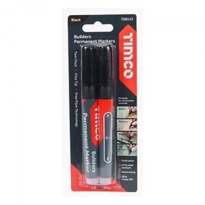 Fine Tip Builders Permanent Markers - Fine Tip - Black Qty Blister Pack 2