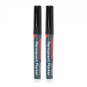 Fine Tip Builders Permanent Markers - Fine Tip - Black Qty Blister Pack 2