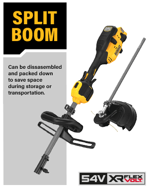 DeWalt DCMAS5713X1-GB 54V 1x9Ah XR Flexvolt Split Boom String Trimmer