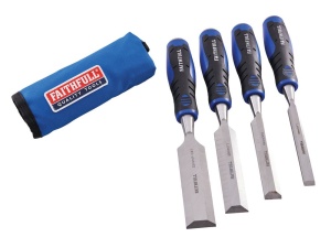 Faithfull 4 Piece Soft Grip Chisel Set in Roll