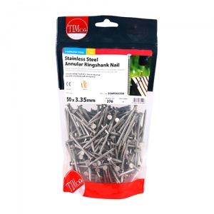 100 x 4.50 Annular Ringshank Nail - A2 SS 10 KG