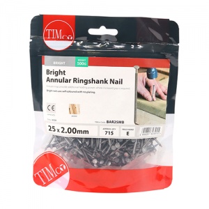 25 x 2.00 Annular Ringshank Nail -Bright 0.5 KG