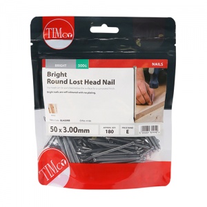 50 x 3.00 Round Lost Head Nail - Bright 0.5 KG