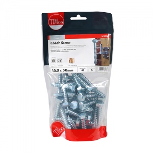 6.0 x 25 Coach Screws - Hex - Zinc Qty Box 250