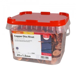 20 x 1.50 Disc Rivets - Copper Qty TIMbag 250