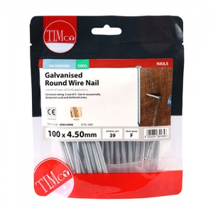 100 x 4.50 Round Wire Nail - Galvanised 0.5 KG