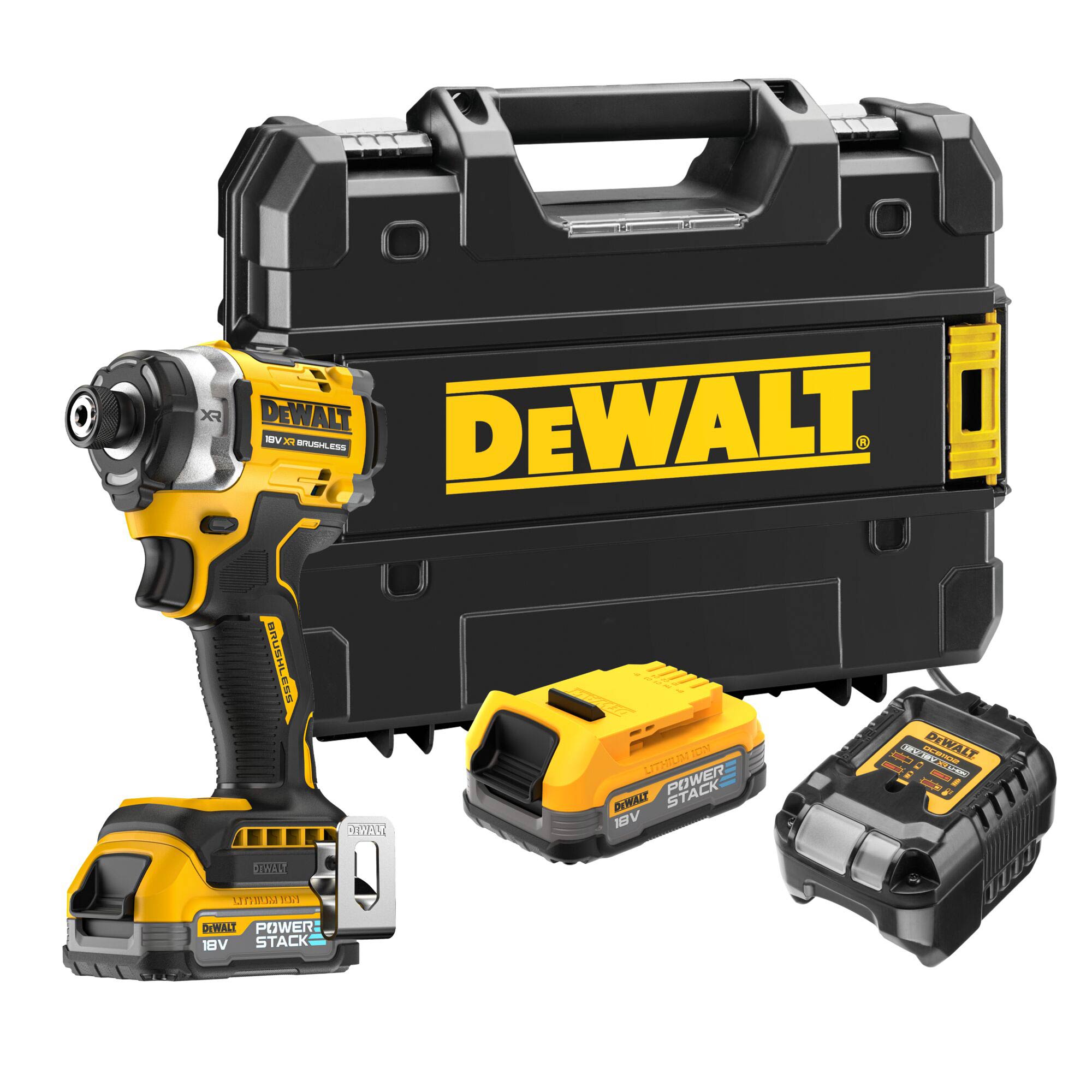 Dewalt 18v Brushless Impact Driver With 2 x 1.7ah Powerstack Batteries