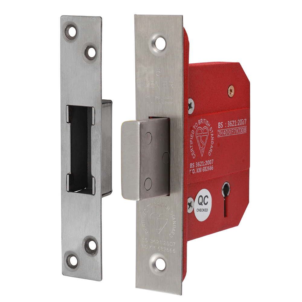 66mm 5 Lever British Standard Deadlock - Stainless Steel - Satin Qty Box 1