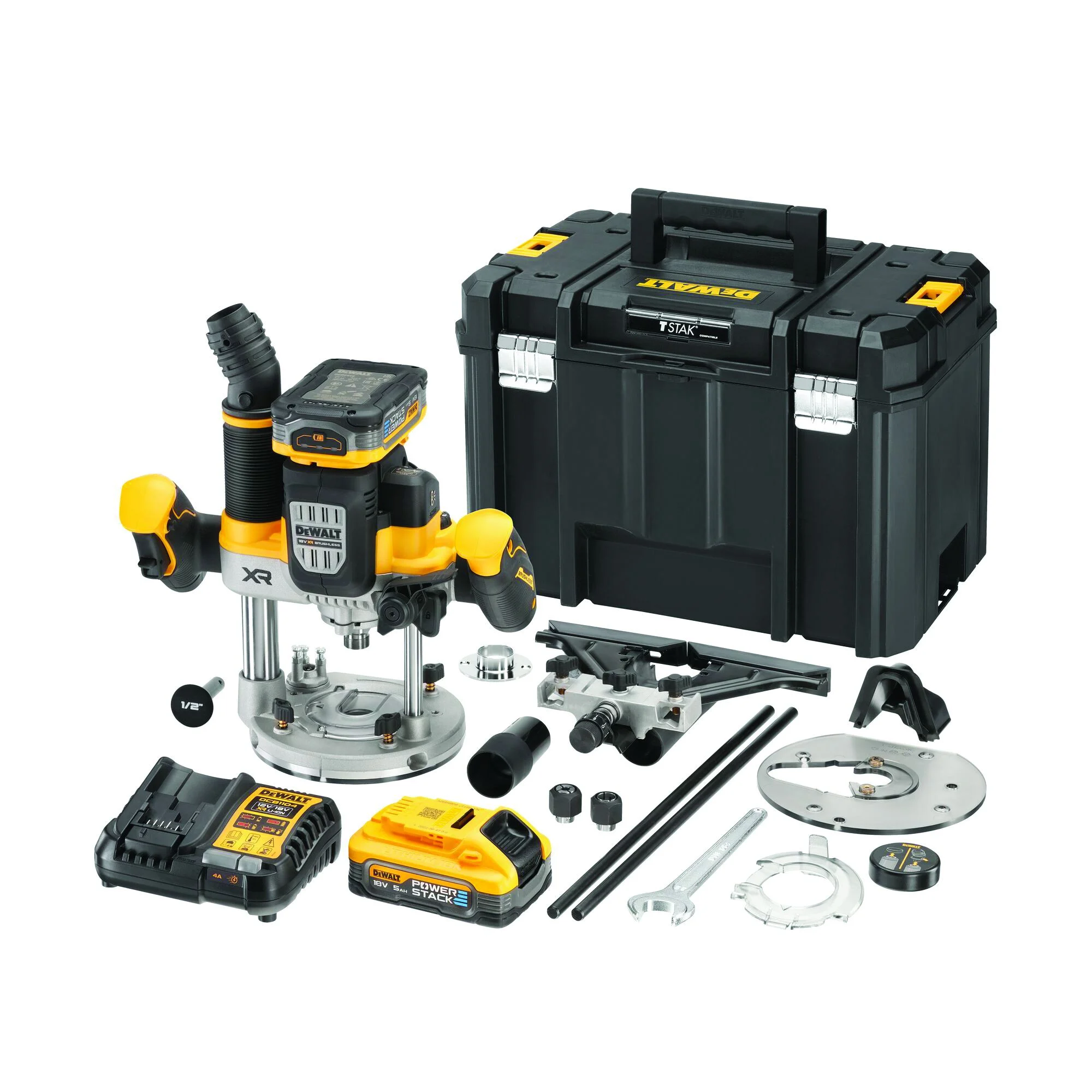 DEWALT 18V XR 1/2'' PLUNGE ROUTER FULL KIT