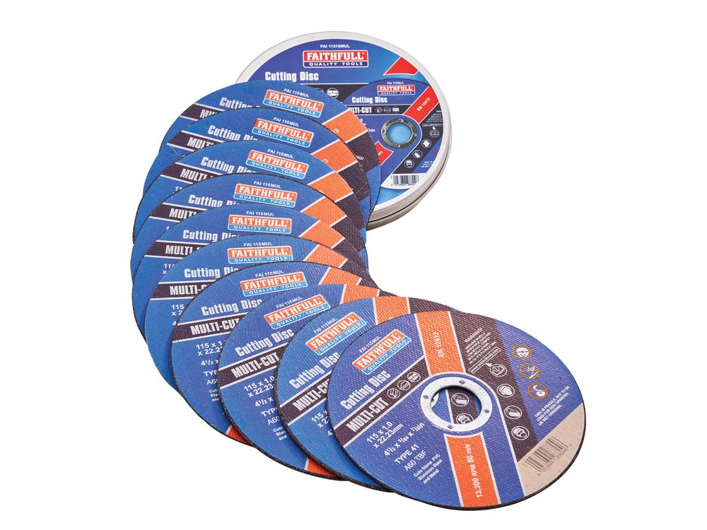 Faithfull 115mm (4.5in) Multi-Cut Discs (Tin of 10)