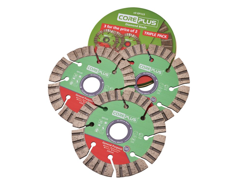 CorePlus Hybrid 115mm Turbo Diamond Blade Triple Pack