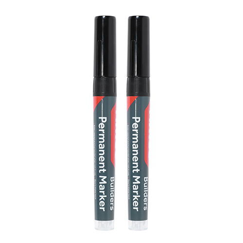 Chisel Tip Builders Permanent Markers - Chisel Tip - Black Qty Blister Pack 2