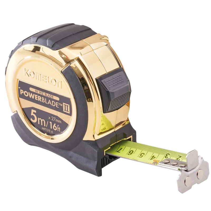 Komelon 5m (16ft) Gold PowerBlade Tape with FREE Mini Level