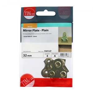 32mm Mirror Plates - Plain - Electro Brass Qty TIMpac 4