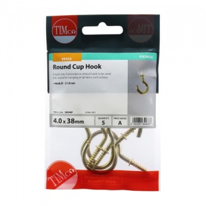 19mm Cup Hooks - Round - Electro Brass Qty TIMpac 15