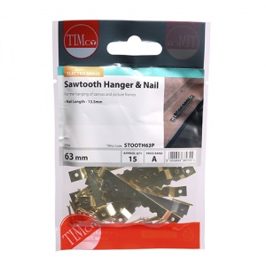 41mm & 63mm Mixed Sawtooth Hangers and Nails - Electro Brass Qty TIMpac 15