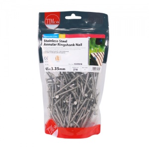 65 x 3.35 Annular Ringshank Nail - A2 SS 1 KG