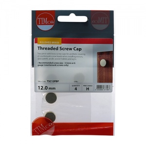 12mm Brass Screw Cap - Pol Brass 4 PCS